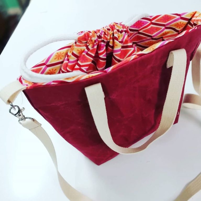 Válltáska varrás, belső szütyővel kraft papírból